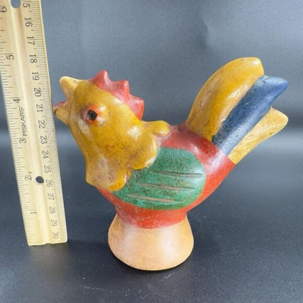 Vintage Folk Art Peru Pottery Bird Figurine Hand Painted Decor Figure‎ Peruvian